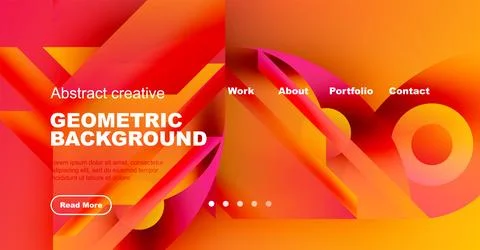 Vibrant geometric design. Red, orange hues dominate abstract background. Website Illustrazione stock