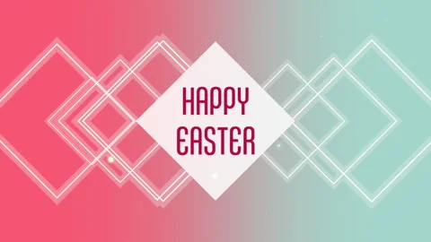 Vibrant geometric easter design with colorful shapes on pink and blue background Video stock 267014884