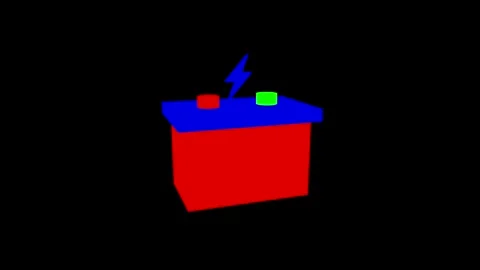 Vibrant Geometric Electric Battery with Bright Primary Colors on Dark Backg.. Vídeos de archivo 341921483