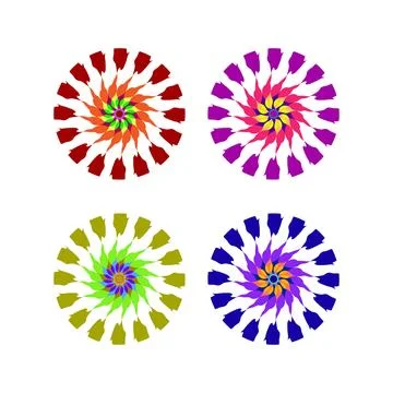 Vibrant Geometric Floral Pattern with Radiating Petal Shapes in Red Purple,.. Illustrazione stock