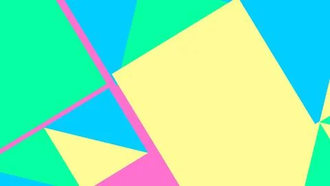 Vibrant geometric forms in yellow, pink, blue, green and turquoise create an  Illustrazione stock