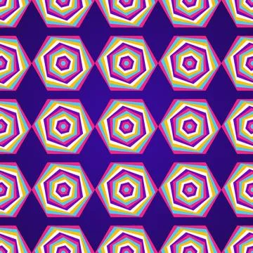 Vibrant geometric hexagon pattern background with rainbow gradient colors f.. Stock Illustration