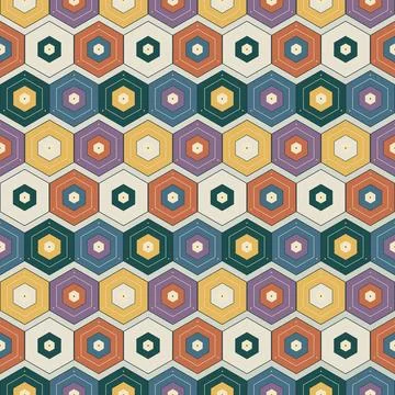 Vibrant geometric hexagon pattern with bold colors for modern graphic desig.. Stock Illustration