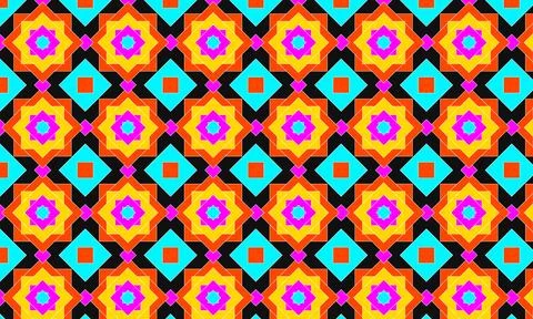 Vibrant Geometric Islamic Star Pattern with Interlocking Shapes Stock Illustration