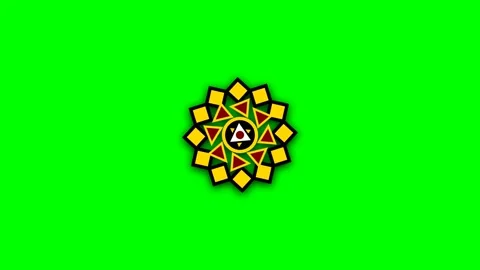 A vibrant geometric mandala design featuring yellow squares and red triangles Stock Footage 340268419