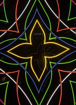 Vibrant Geometric Neon Pattern with Star Shape Stock Photos