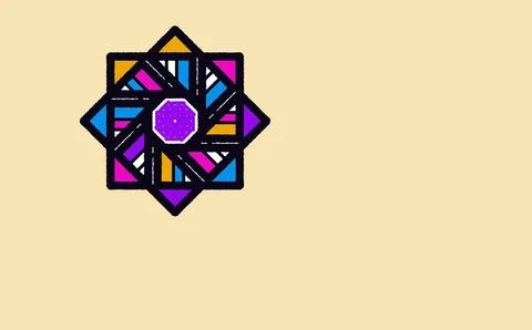 Vibrant Geometric Octagram Emblem Stock Illustration