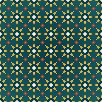 Vibrant geometric pattern background with teal yellow and white diamond sha.. Stock Illustration