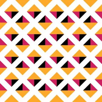 A vibrant geometric pattern with black, pink, and yellow triangles Stock Illustration