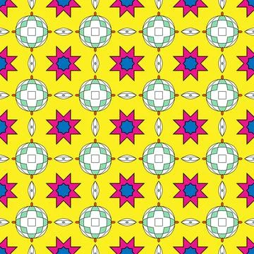 Vibrant geometric pattern with bold colors, perfect for backgrounds and textures Stock Photos