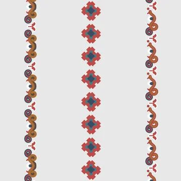 Vibrant geometric pattern borders on a clean white canvas Stock Illustration