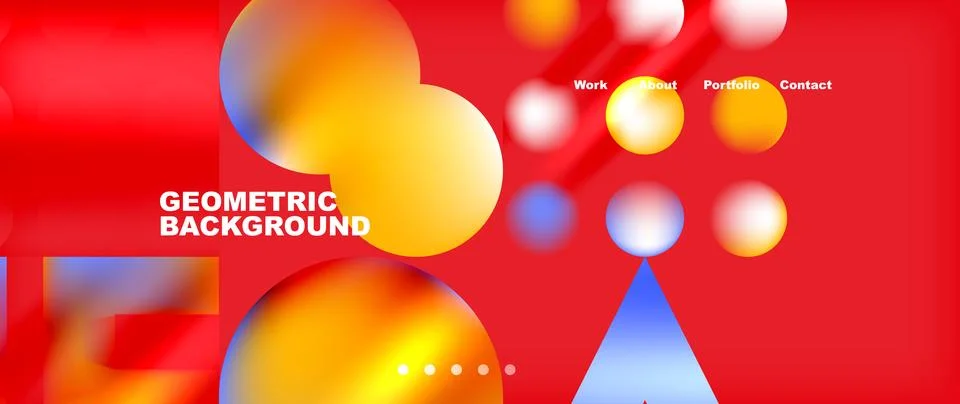 Vibrant geometric pattern with circles and triangles on a red background Illustrazione stock