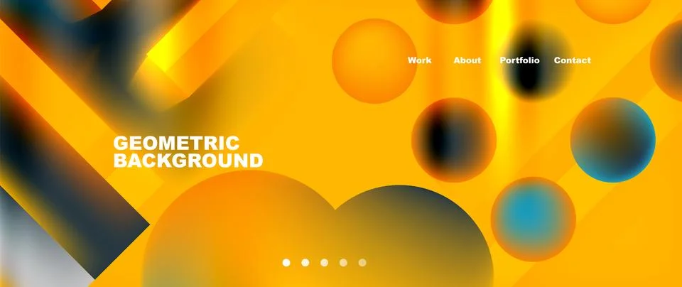 Vibrant geometric pattern with circles and lines on amber backdrop Stock Illustration
