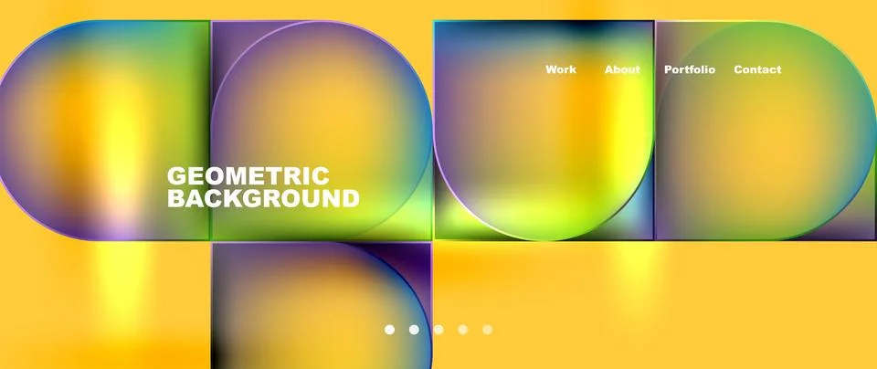 Vibrant geometric pattern with circles and squares on a bright yellow background Stock Illustration