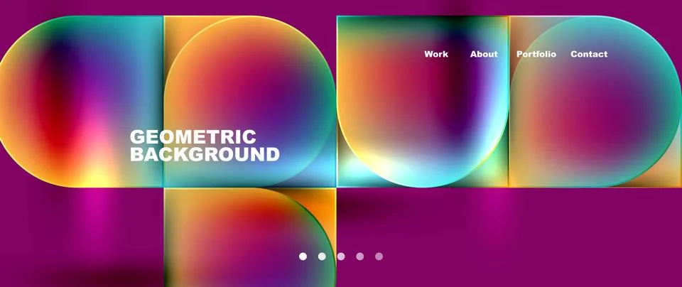 Vibrant geometric pattern with circles and squares on a magenta background Illustrazione stock