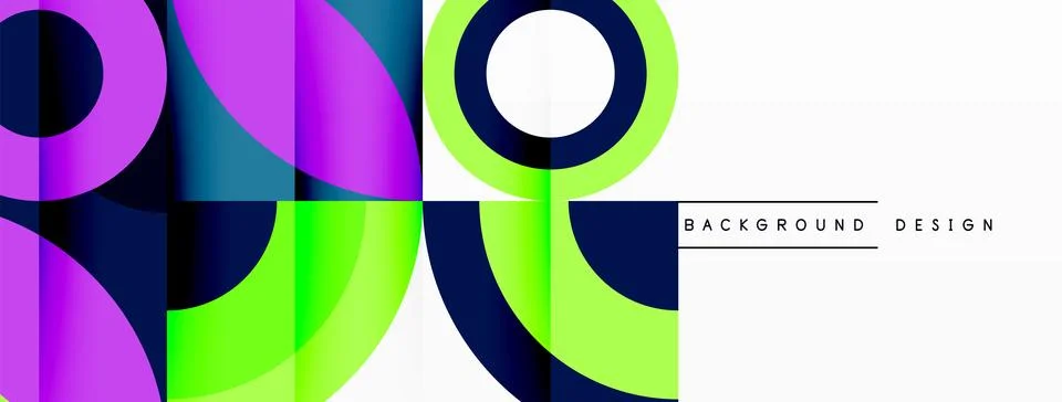 Vibrant geometric pattern with circles and squares on white background Stock Illustration