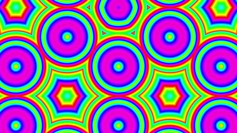 Vibrant Geometric Pattern with Circular and Star-Shaped Designs in Bright Colors Stock Footage 337226641