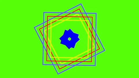 Vibrant geometric pattern with colorful shapes on green background Stock Footage 330286035
