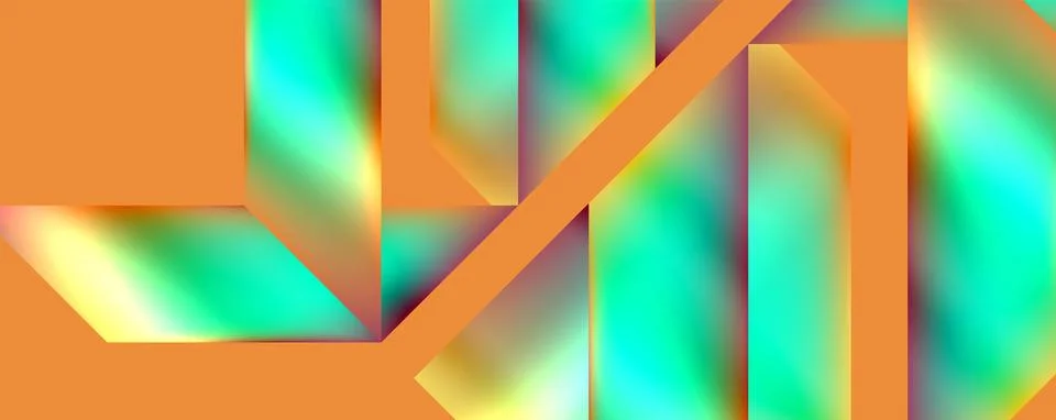 Vibrant geometric pattern in electric blue and magenta on orange background Stockillustratie