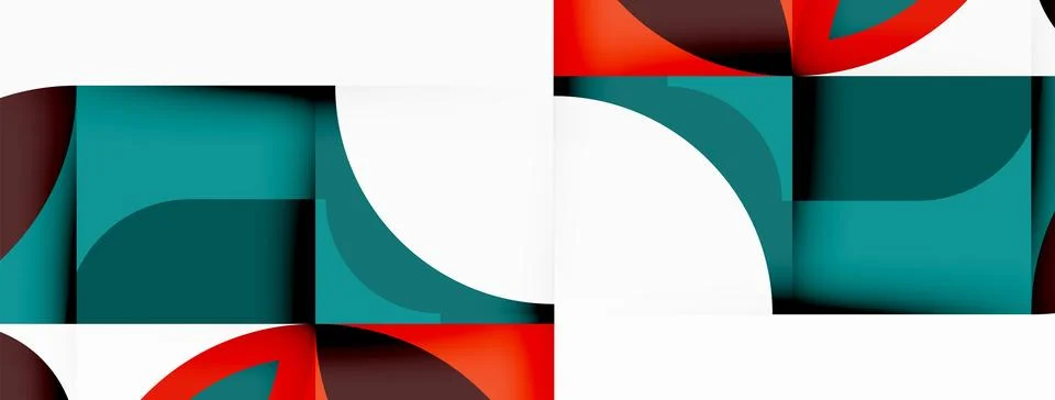 Vibrant geometric pattern in electric blue and red shades on white background Stock Illustration