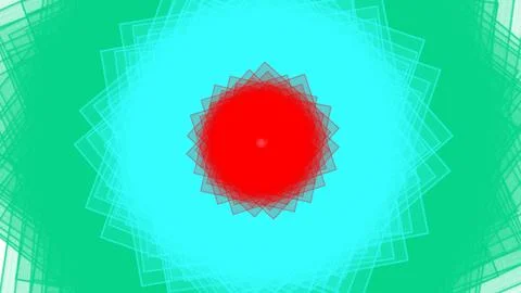 Vibrant geometric pattern explodes with radiant red and cool cyan hues for Stock Illustration