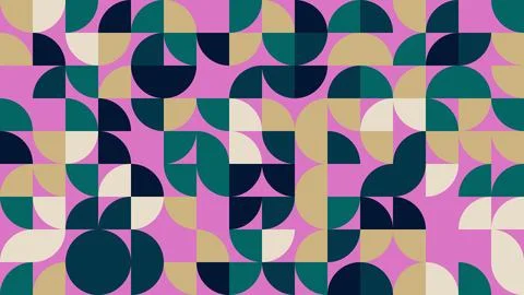 Vibrant geometric pattern featuring circular shapes in various colors on a .. Stock Illustration