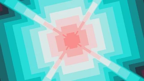 Vibrant geometric pattern featuring concentric pink coral squares at the cent Иллюстрация