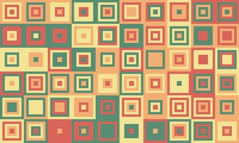 Vibrant geometric pattern featuring a grid of nested squares in warm earthy t Stock Illustration
