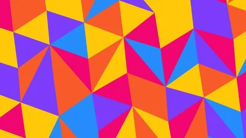 Vibrant geometric pattern featuring overlapping triangles in yellow, orange,  Иллюстрация