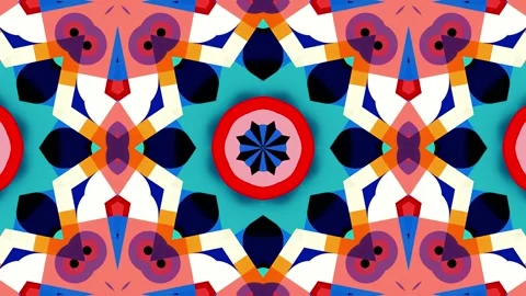 A vibrant geometric pattern featuring symmetrical shapes and bold colors. Stock Footage 292595007