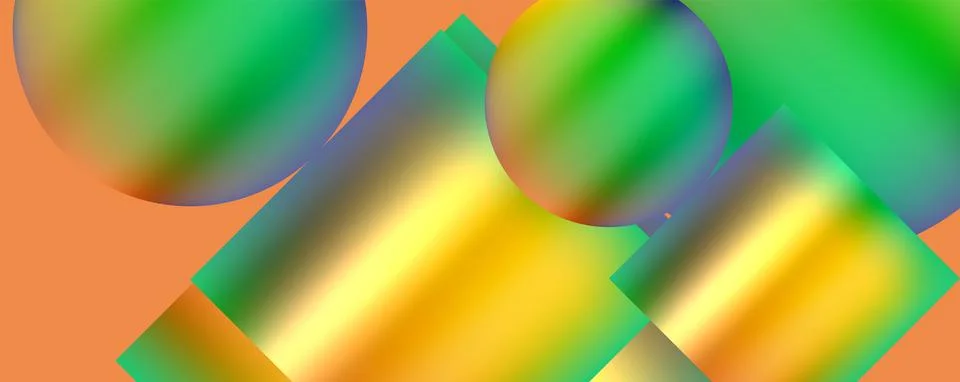 Vibrant geometric pattern with green, yellow, blue on orange background Stock Illustration