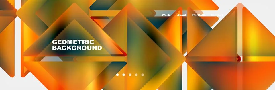 Vibrant geometric pattern with orange and yellow triangles on white background Stock Illustration
