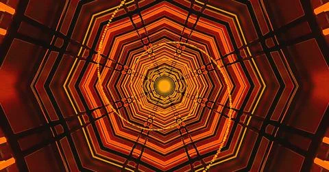 Vibrant geometric pattern of orange and yellow lights shining brightly Stock Illustration