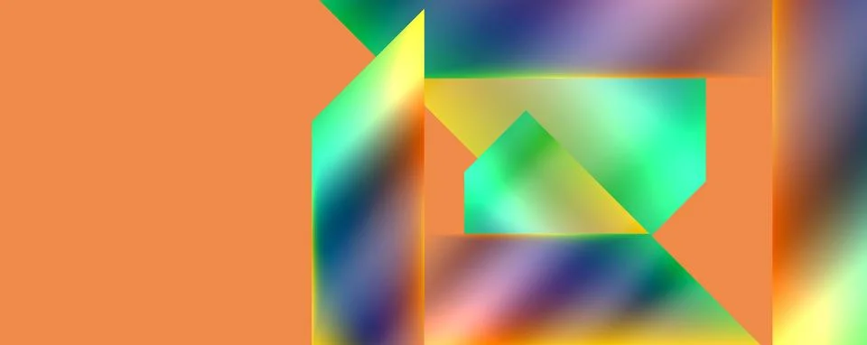Vibrant geometric pattern on orange backdrop with blurred colors Stock Illustration