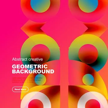 Vibrant geometric pattern. Overlapping circles create dynamic, colorful Illustrazione stock
