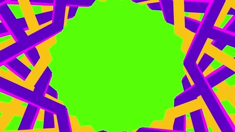 Vibrant geometric pattern with purple, yellow, and green shapes Stock Footage 330285420