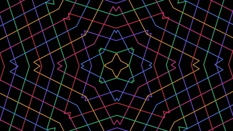 Vibrant Geometric Pattern of Rainbow Lines on a Black Background Video stock 329951691