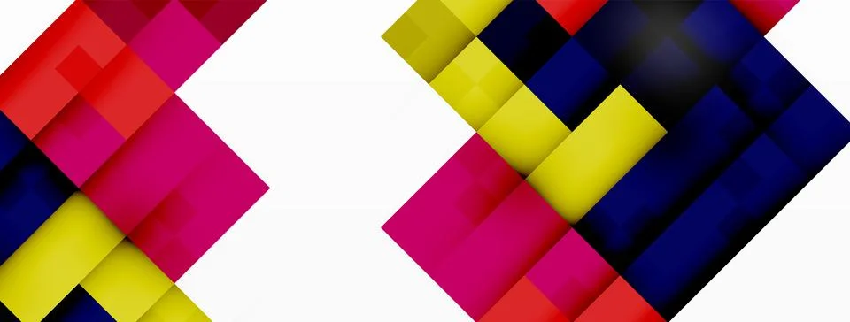 Vibrant geometric pattern with red, yellow, and blue rectangles on white textile イラスト素材