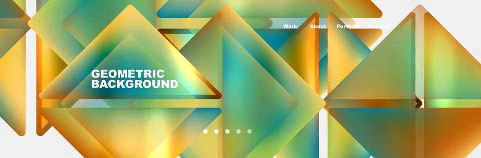 Vibrant geometric pattern with triangles and squares on a white backdrop Stock Illustration