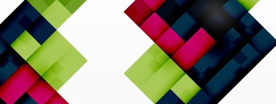 Vibrant geometric pattern with triangles and rectangles on white background Stock Illustration