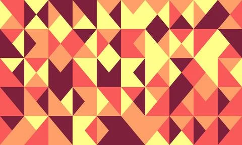 Vibrant geometric pattern of triangles and squares in warm sunset hues.  Pe.. Illustrazione stock