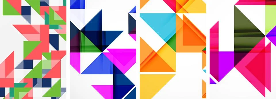 Vibrant geometric pattern of triangles on white background Stock Illustration