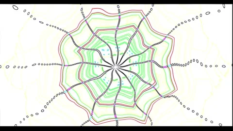 Vibrant geometric patterns create a mesmerizing loop in dynamic v Stock Footage 316141617