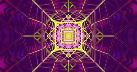 Vibrant geometric patterns create a mesmerizing tunnel effect Stock Illustration