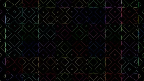 Vibrant geometric patterns dance in a colorful visual loop for music Stock Footage 294025585