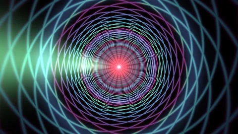 Vibrant geometric patterns with glowing lines and circular Stock Footage 338296474