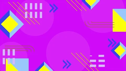 Vibrant geometric patterns with playful design elements on pink background Stock Footage 304857117
