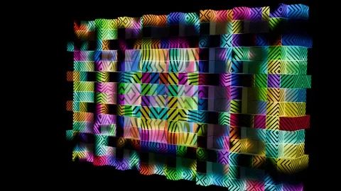 Vibrant geometric patterns transform the night at a mesmerizing music festival Stock Footage 294026026
