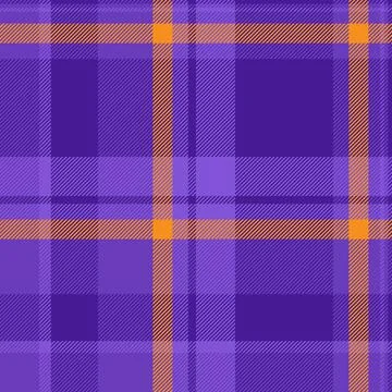 Vibrant, geometric plaid pattern in shades of purple and orange. Textile desi Illustrazione stock
