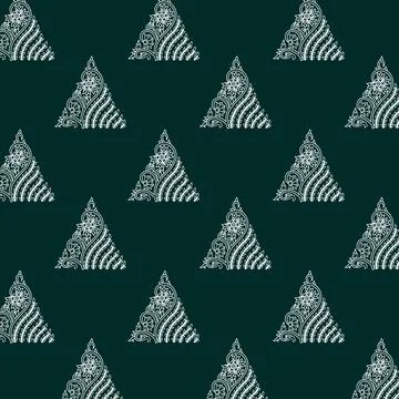 A vibrant geometric seamless pattern of green and white triangles Stock Illustration